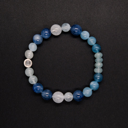 Kyanite and Aquamarine Bracelet with Morganite and Phantom Quartz