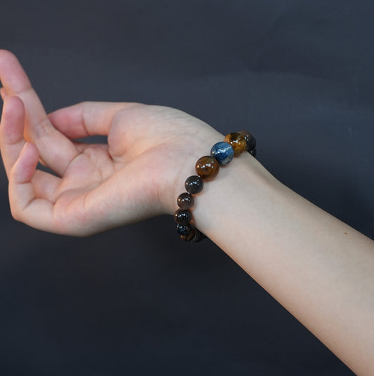 Pietersite and Smoky Quartz Bracelet