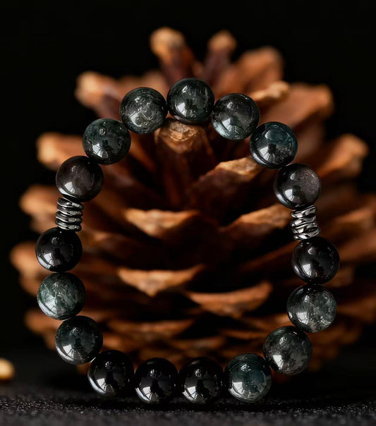 Green Kyanite & Obsidian Bracelet