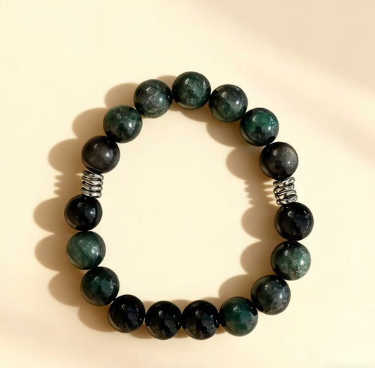 Green Kyanite & Obsidian Bracelet