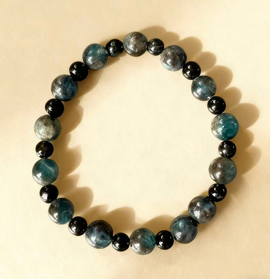 Green Kyanite & Black Tourmaline Bracelet