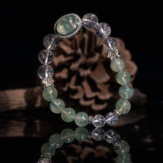 Prehnite and Azeztulite Bracelet