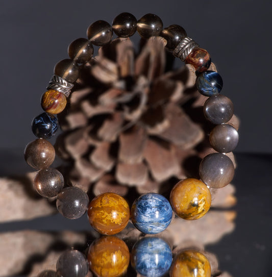 Pietersite and Smoky Quartz Bracelet