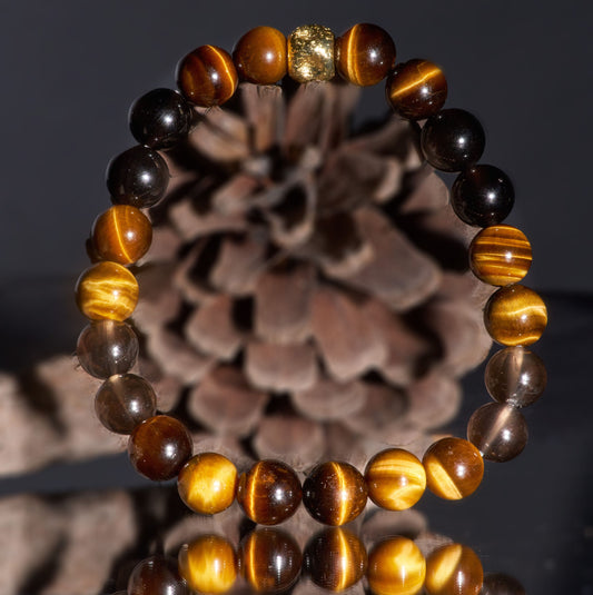 Tiger Eye and Obsidian Stone Bracelet