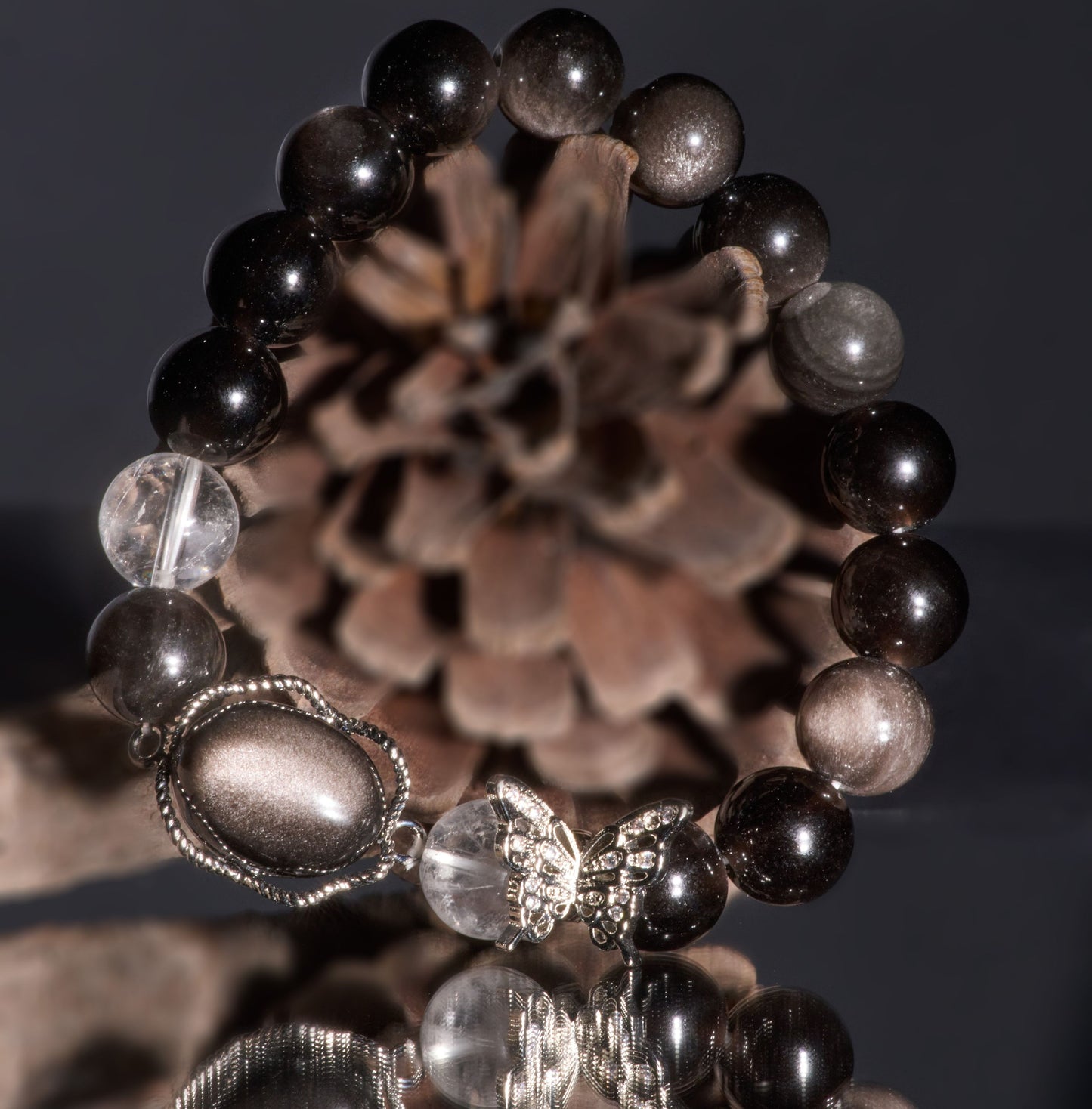 Masion Mavien Silver Sheen Obsidian Bracelet