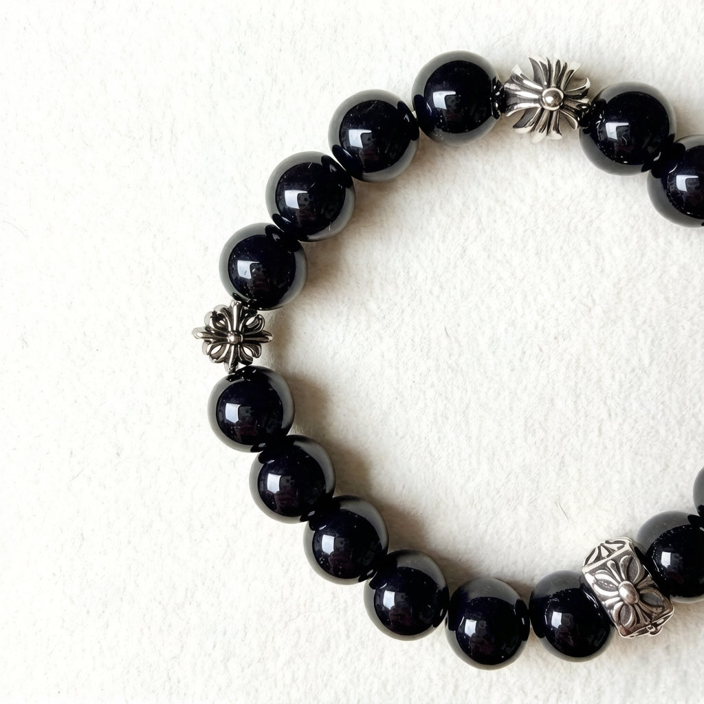 Azeztulite and Prehnite Bracelet Featuring Phantom Quartz and