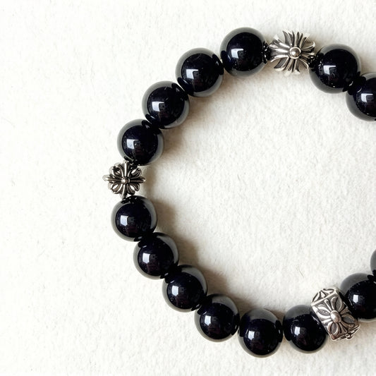 Obsidian Cross Bracelet