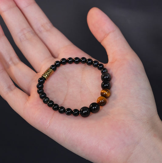 Tiger Eyes and Tourmaline Bracelet