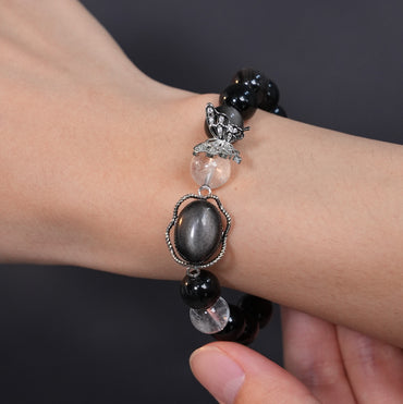 Masion Mavien Silver Sheen Obsidian Bracelet