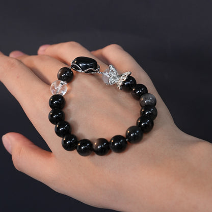Masion Mavien Silver Sheen Obsidian Bracelet